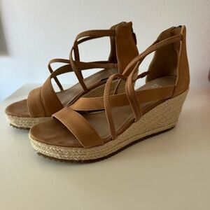 Eileen Fisher Wanda Bronze Metallic Leather Espadrille Wedge Sandal Women’s 7.5